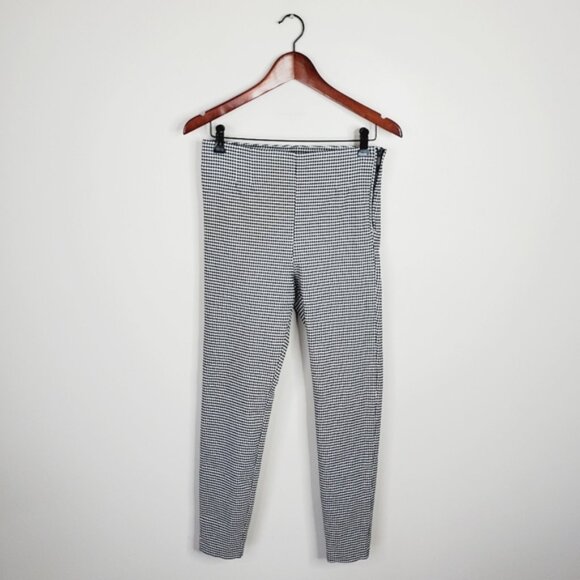 Zara Gingham High Rise Stretch Cottage Picnic Slim Stovepipe Pants L - Picture 3 of 9